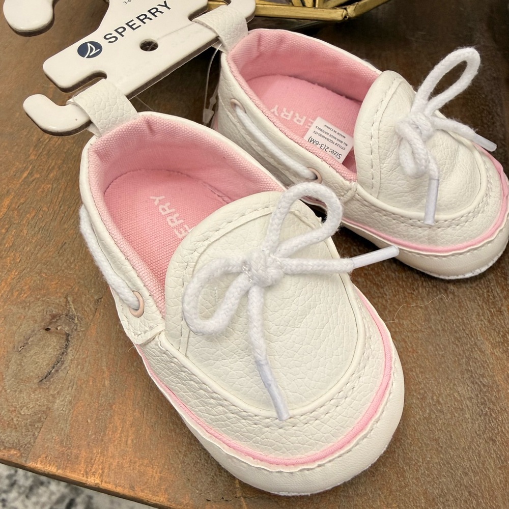Sperry White & Pink Infant Boat Shoes
